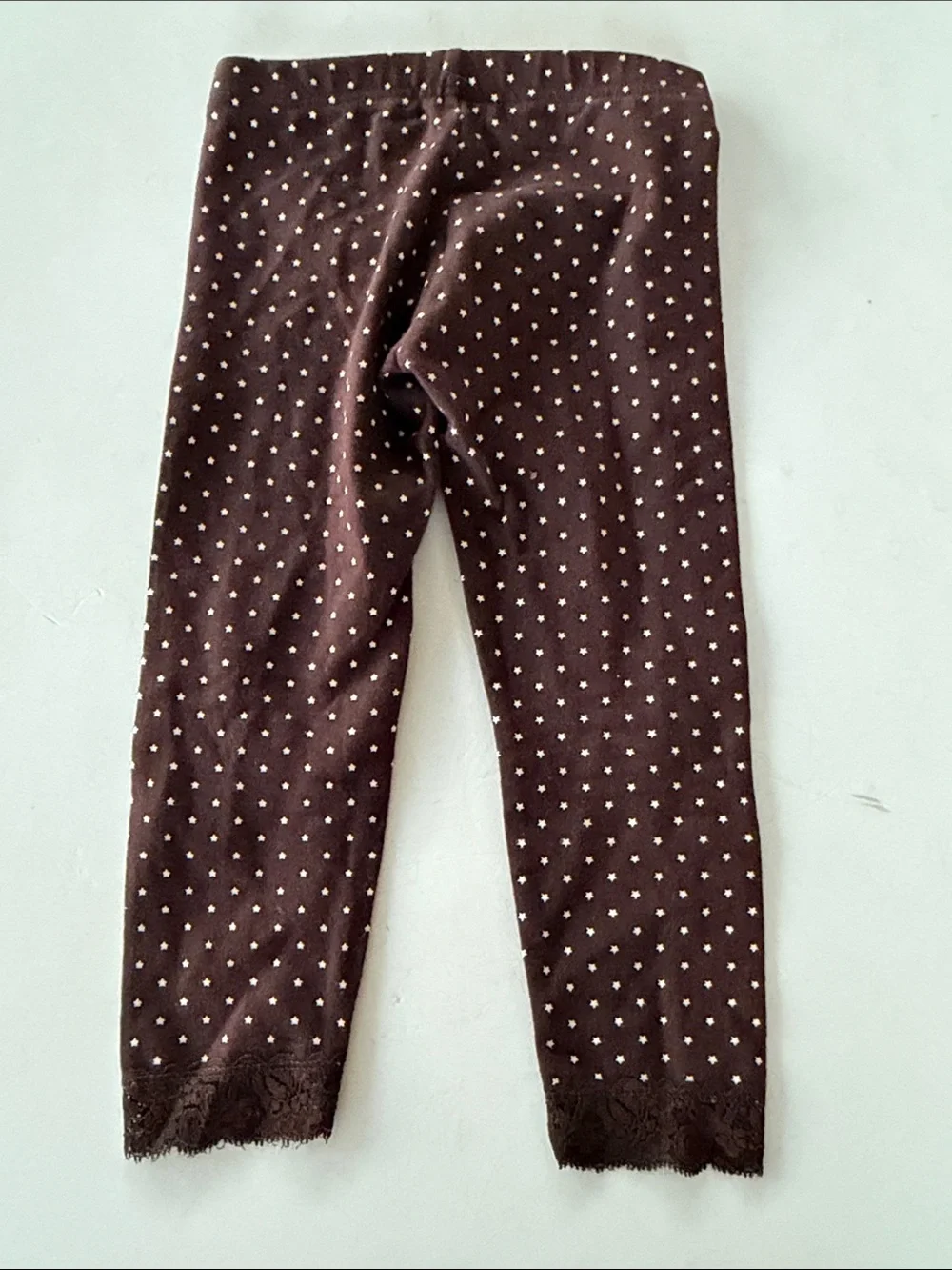 BabyGAP Brown Leggings with Cream Polka Dots and Lace Hem